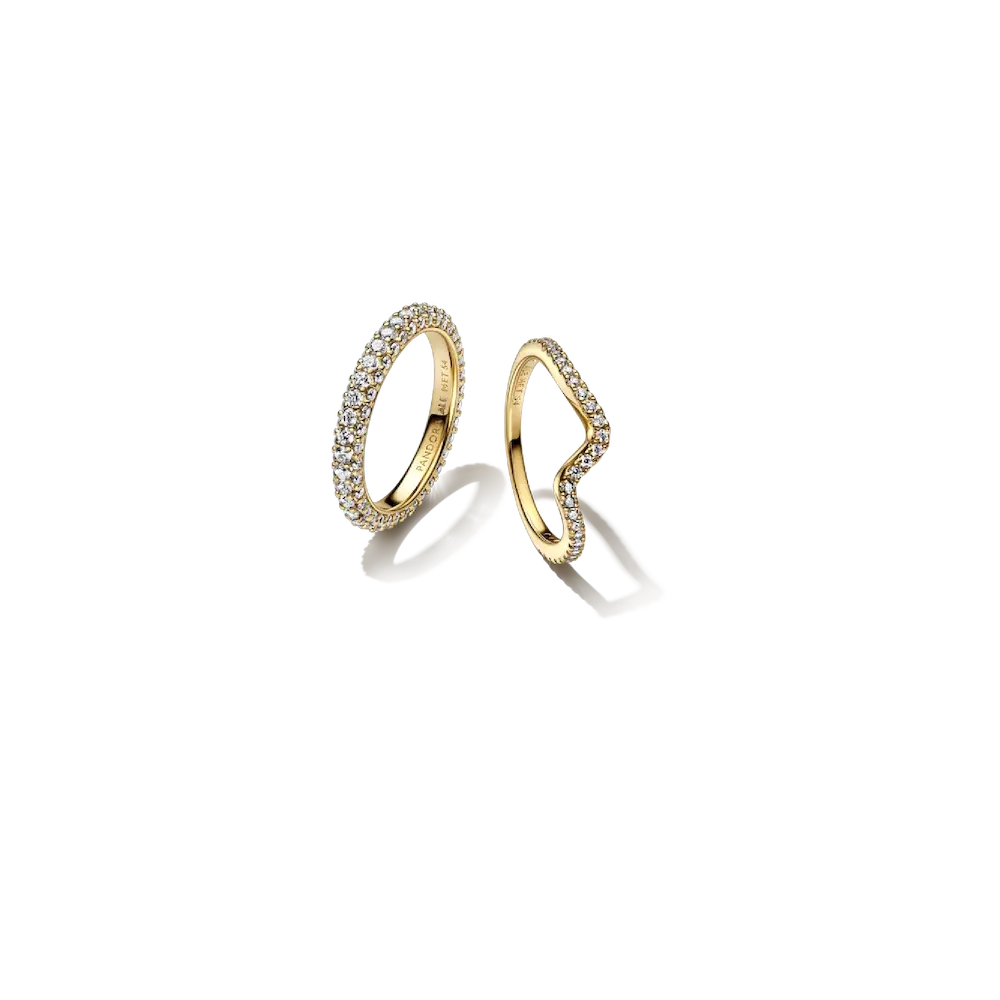 Pandora Timeless Pavé & Sparkling Wave Ring Set