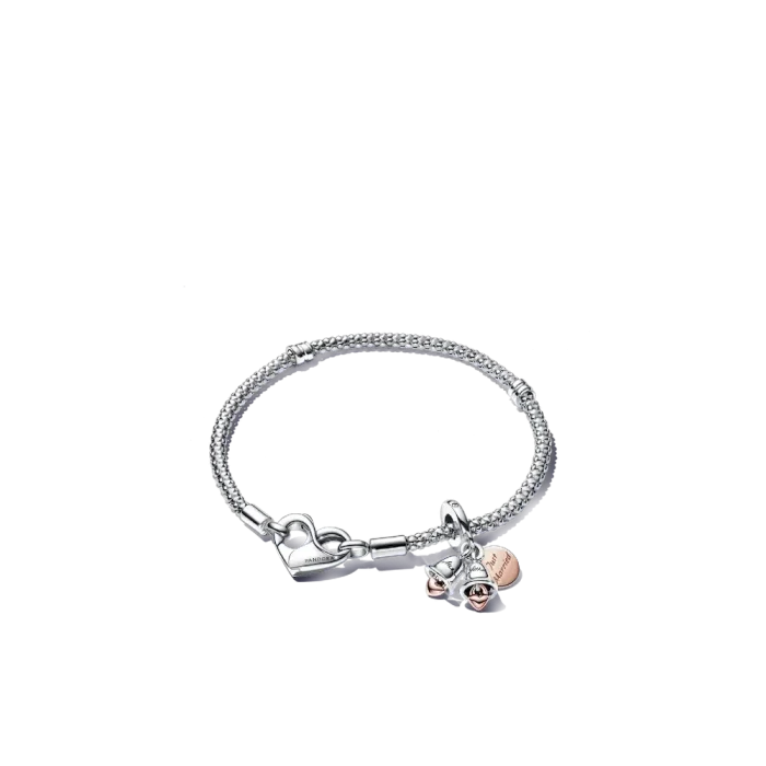 Just Married Two-Tone Wedding Bells Charm & Bracelet Set - Image 2