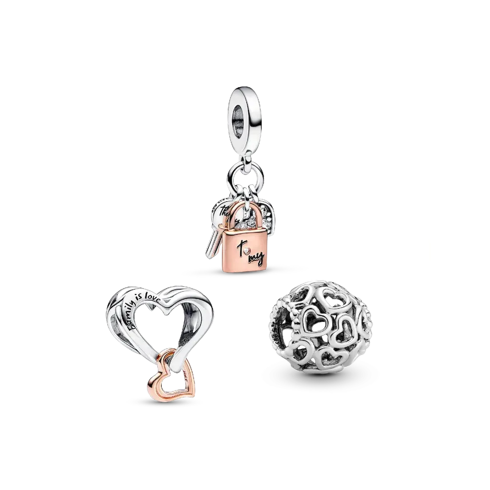 Love Lock and Key Charm Trio