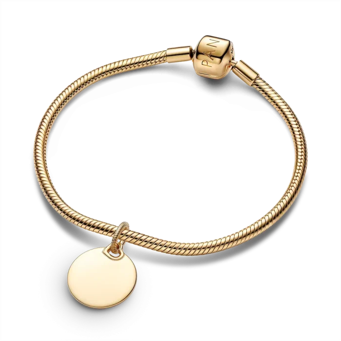 Engravable Round Tag Dangle Charm Bracelet Set - Image 4