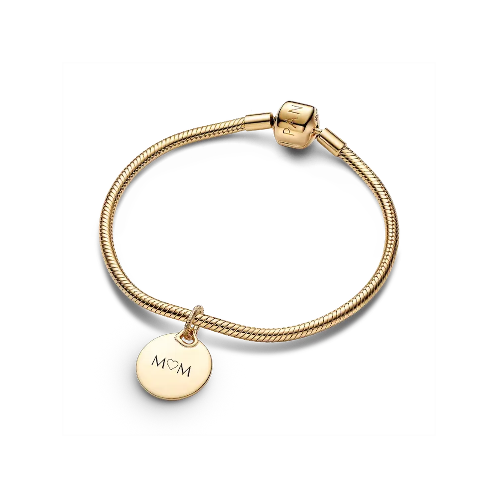 Engravable Round Tag Dangle Charm Bracelet Set