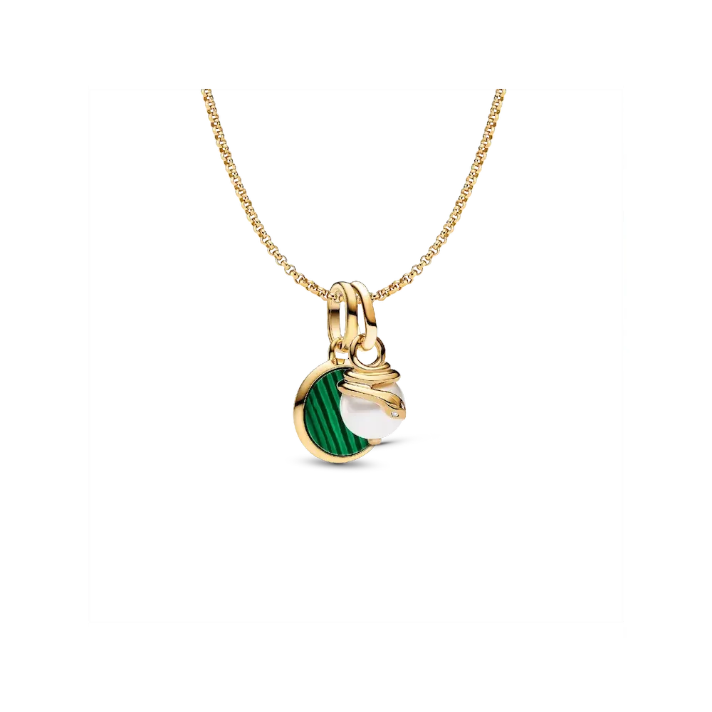 Green Engravable Mini Medallion Charm Necklace Set