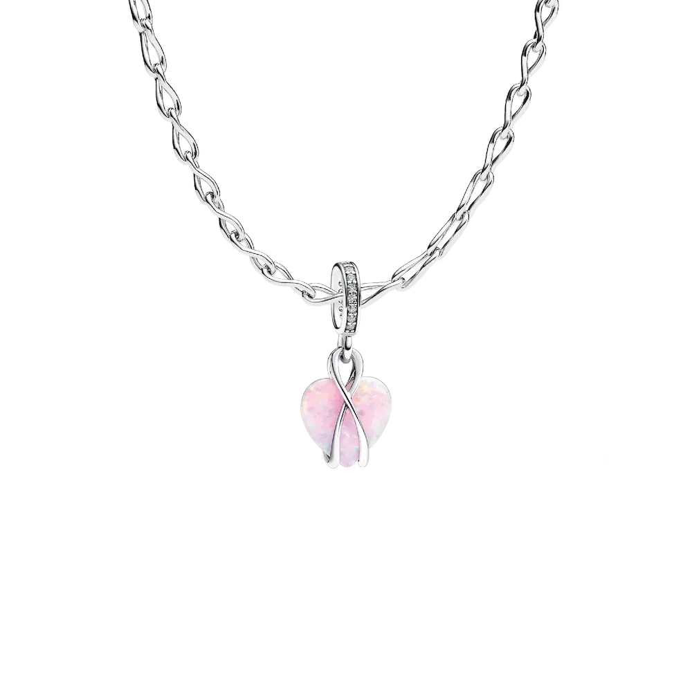 Opalescent Heart Charm Necklace Set