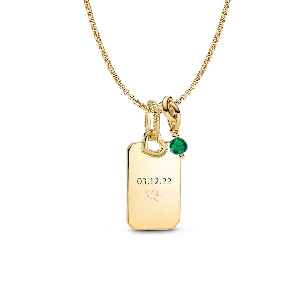 May Engravable Dangle Charm Necklace Set