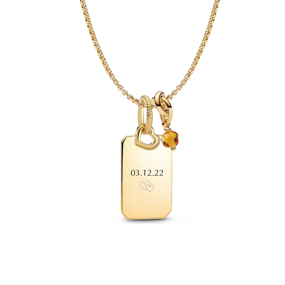 November Engravable Dangle Charm Necklace Set