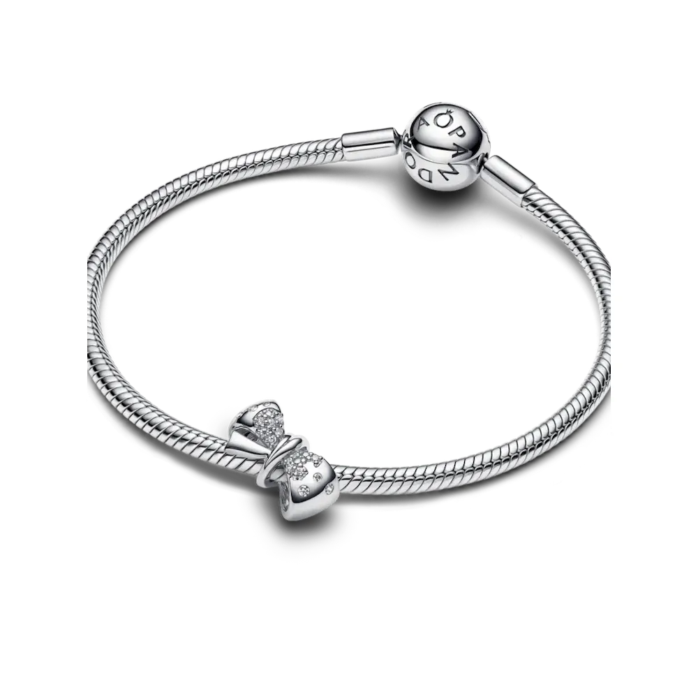 Silver Sparkling Bow Bracelet Set