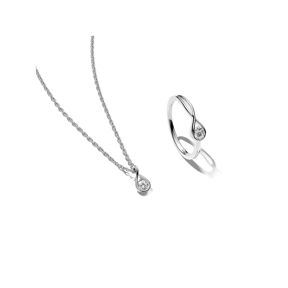 Pandora Infinite Lab-grown Diamond Necklace and Ring Set 0.30 ct tw Sterling Silver