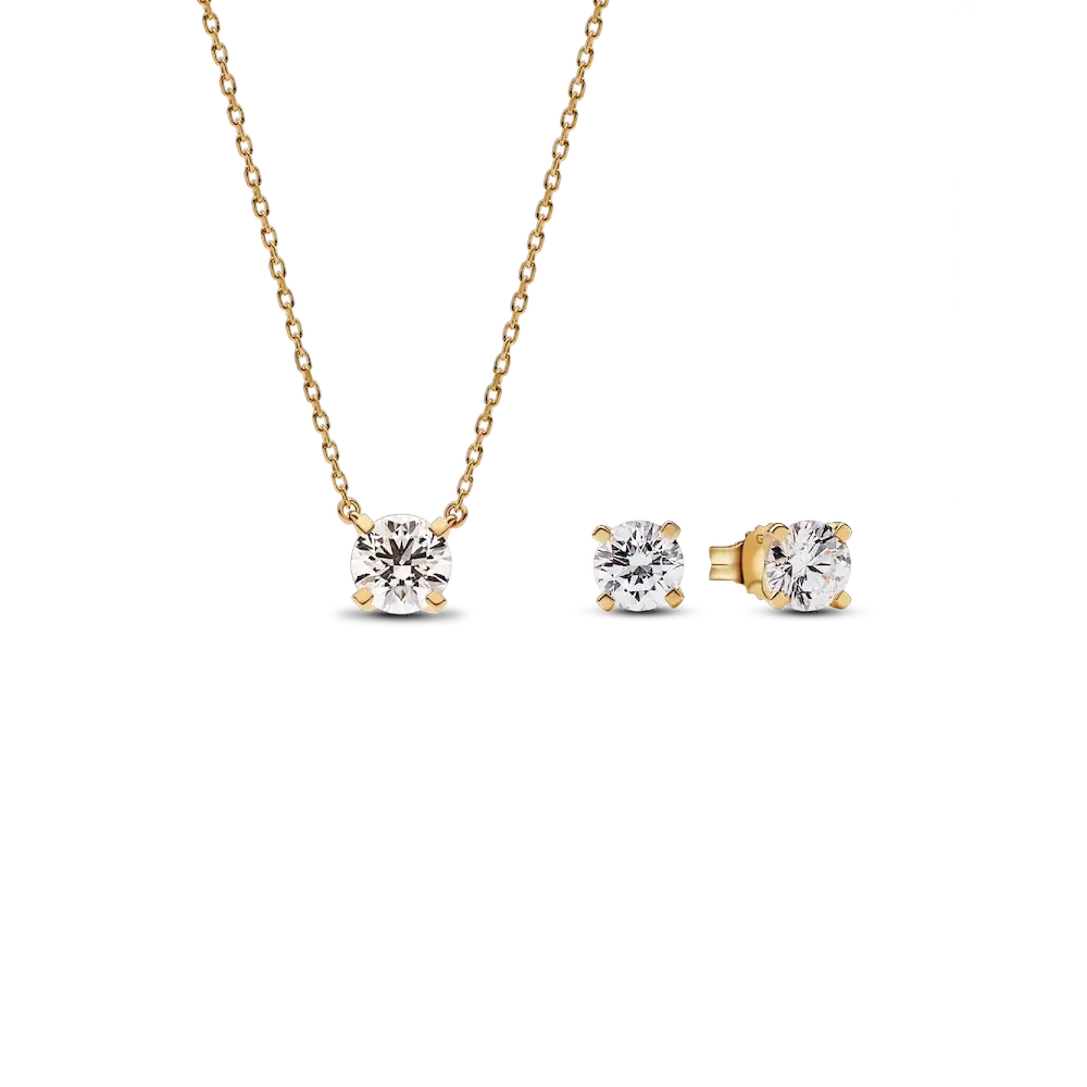 Pandora Era Lab-grown Diamond Pendant Necklace and Earring Set 2.00 carat tw 14k Gold