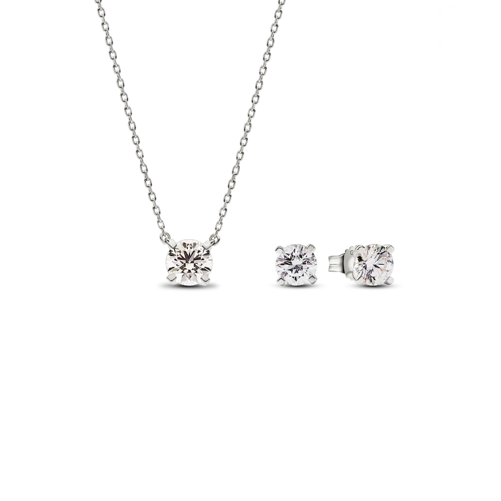 Pandora Era Lab-grown Diamond Pendant Necklace and Earring Set 2.00 carat tw 14k White Gold