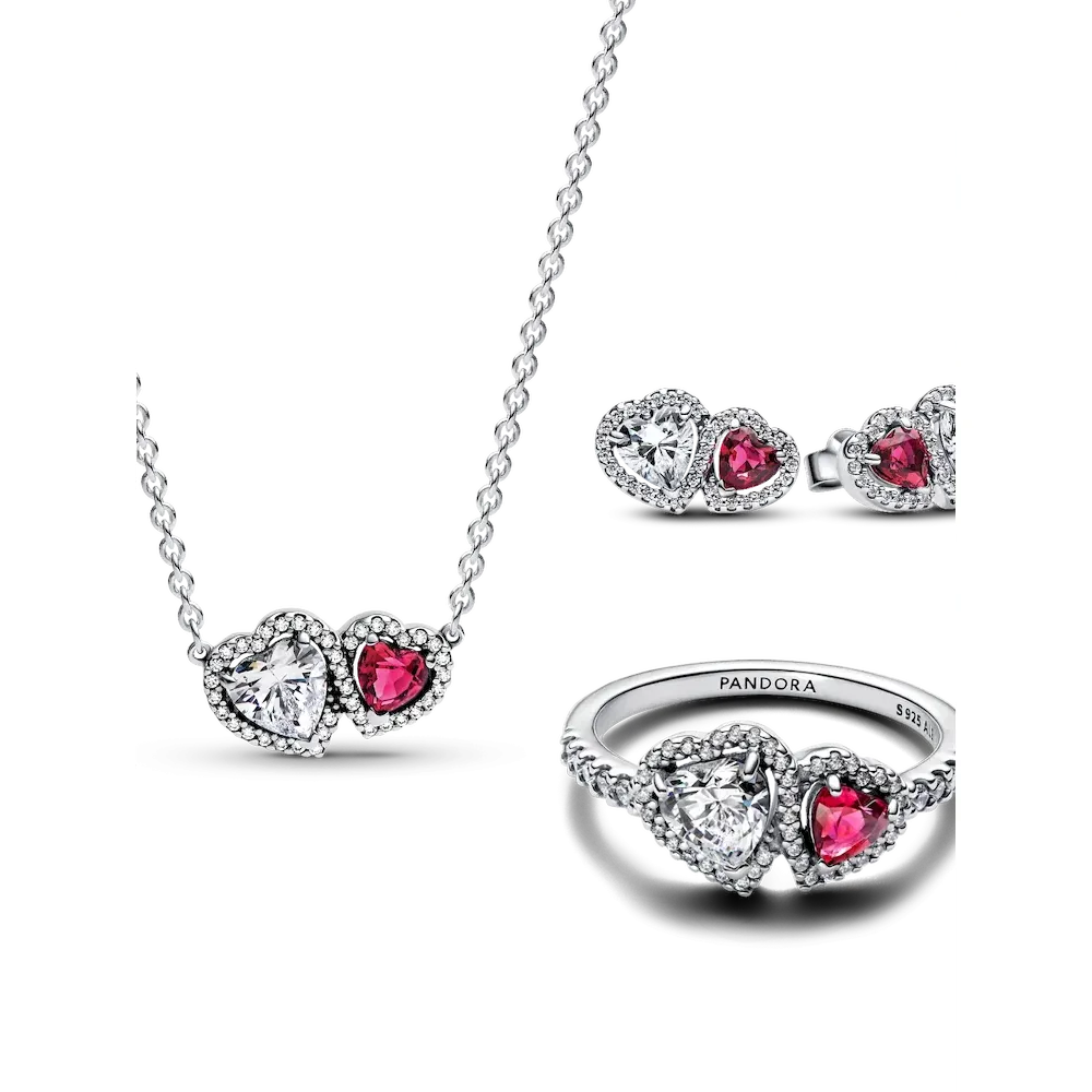 Sterling Silver Halo Hearts Gift Set