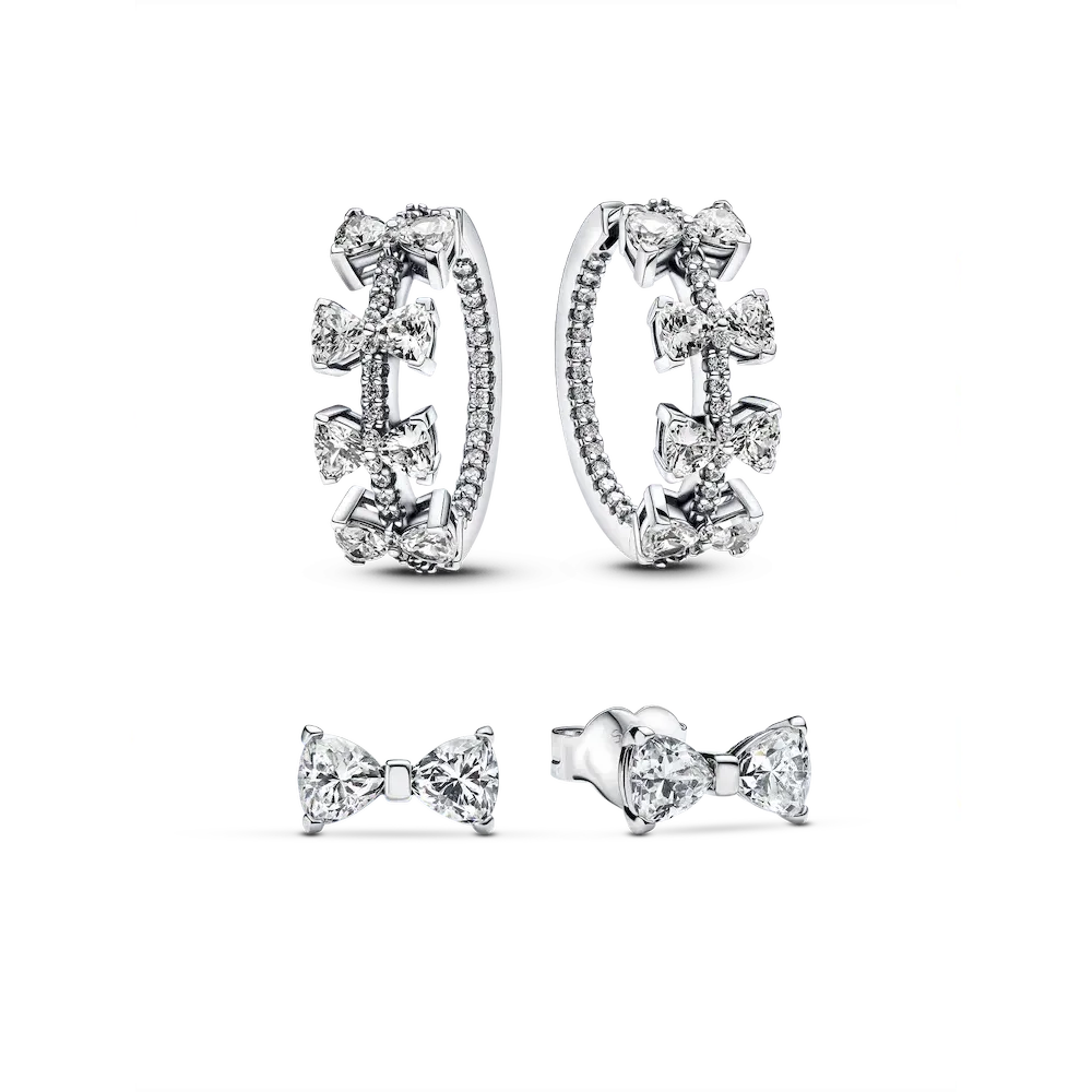 Sparkling Bow Stackable Earring Set
