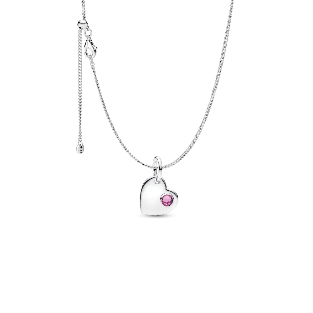 October Birthstone Heart Pendant Necklace
