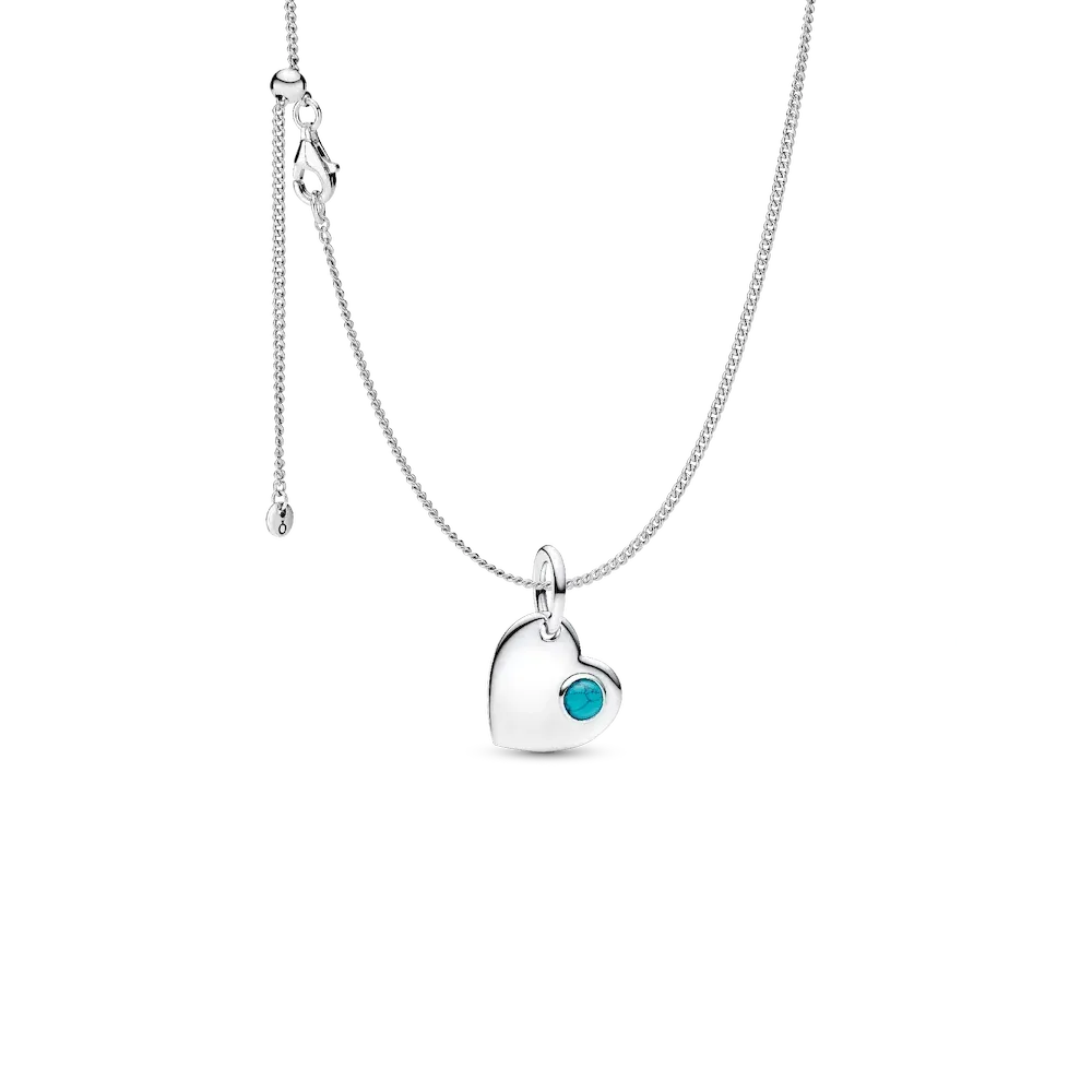 December Birthstone Heart Pendant Necklace