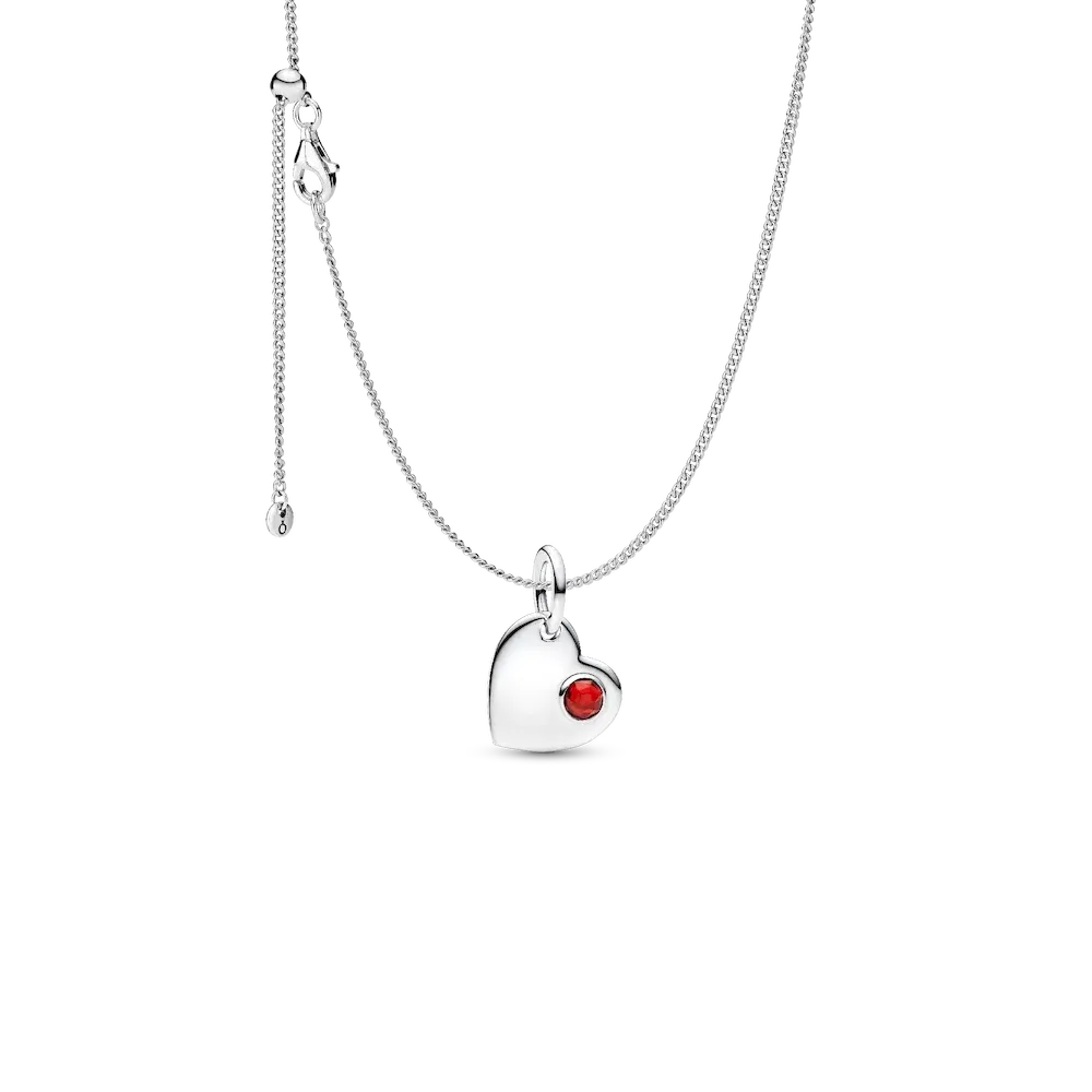 January Birthstone Heart Pendant Necklace
