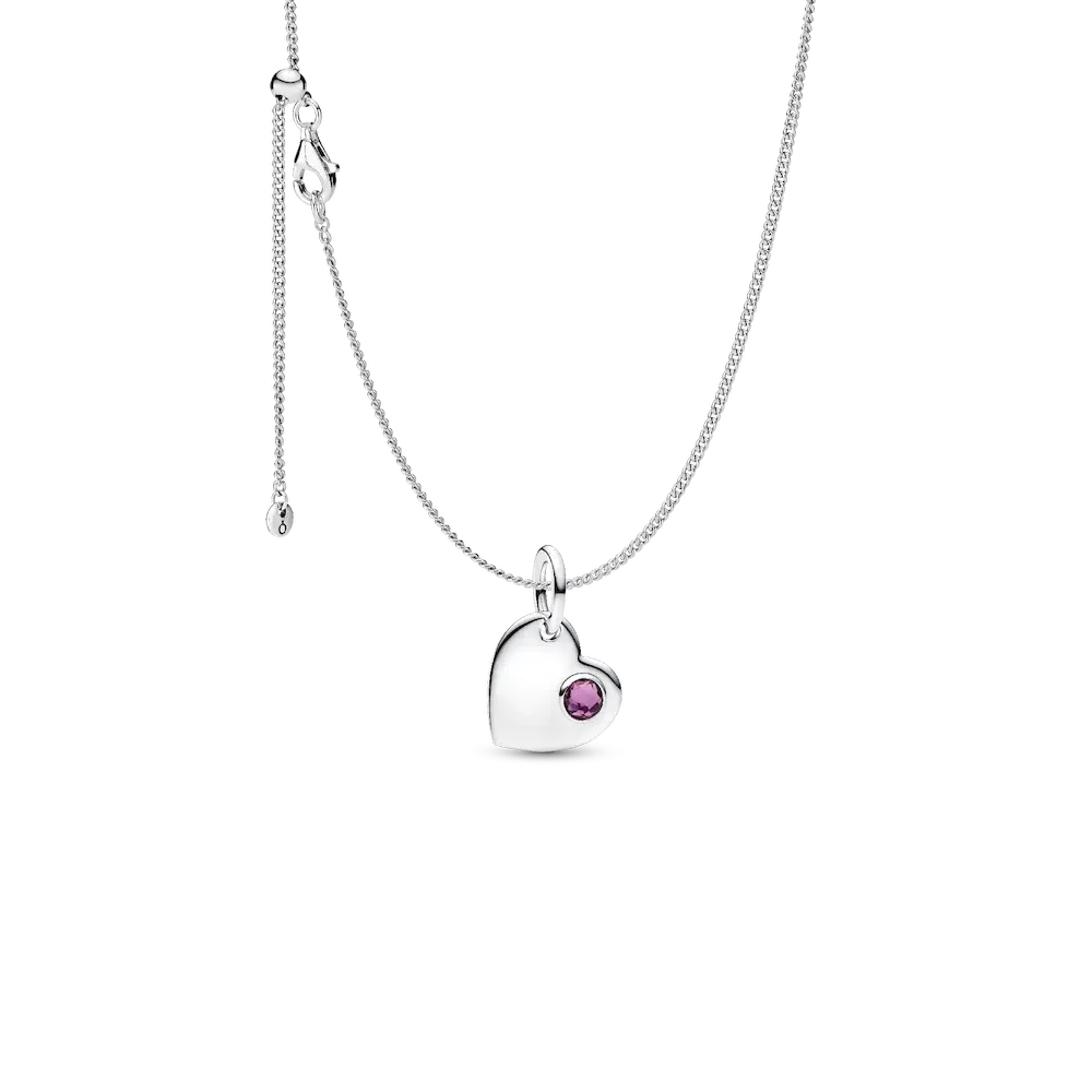 February Birthstone Heart Pendant Necklace