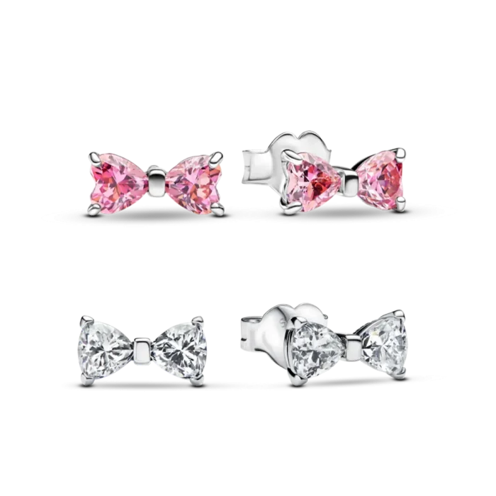 Sparkling Bow Stud Earring Set - Image 4