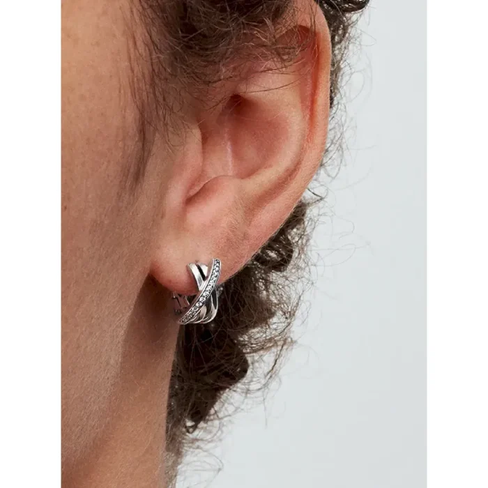 Crossover Pavé Hoop Earrings - Image 2