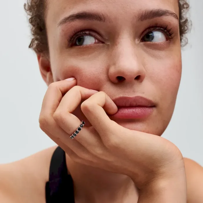 Black Sparkling Row Eternity Ring - Image 3
