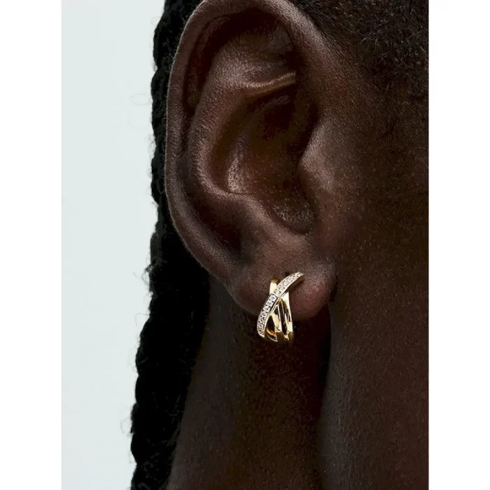 Crossover Pavé Hoop Earrings - Image 2