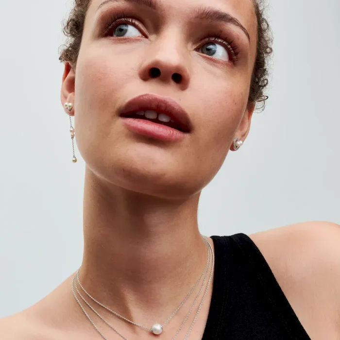 Treated Freshwater Cultured Pearl & Pavé Halo Stud Earrings - Image 4