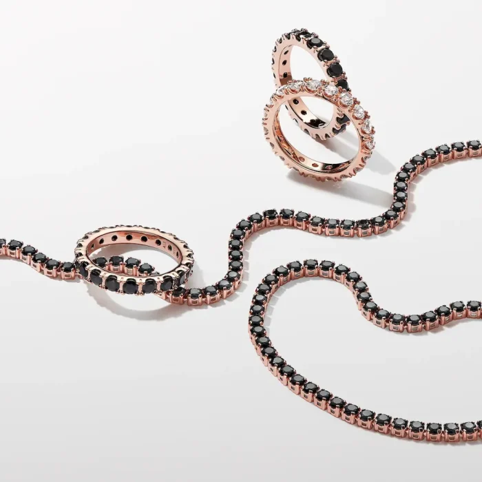 Black Sparkling Row Eternity Ring - Image 5