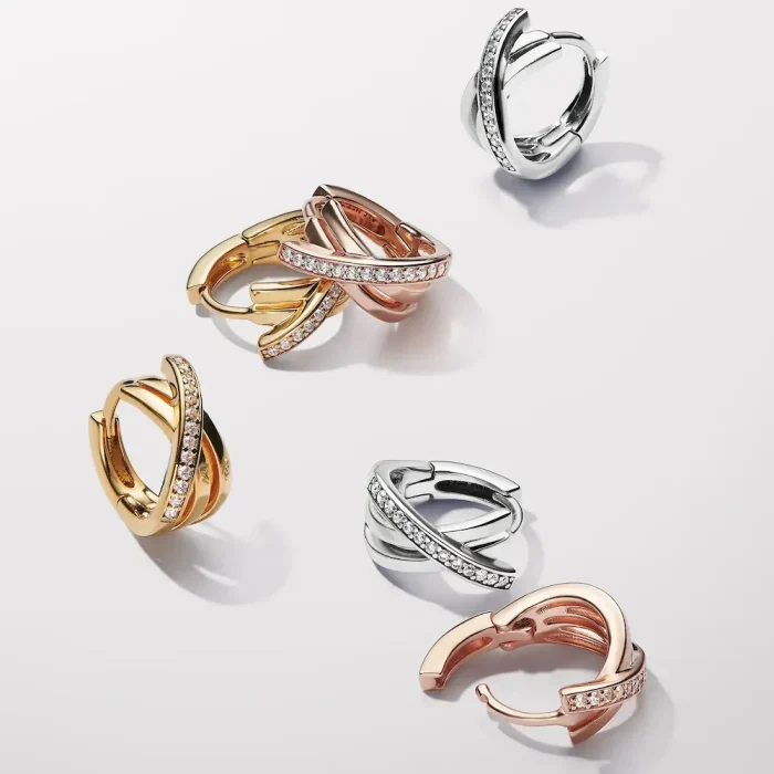 Crossover Pavé Hoop Earrings - Image 5