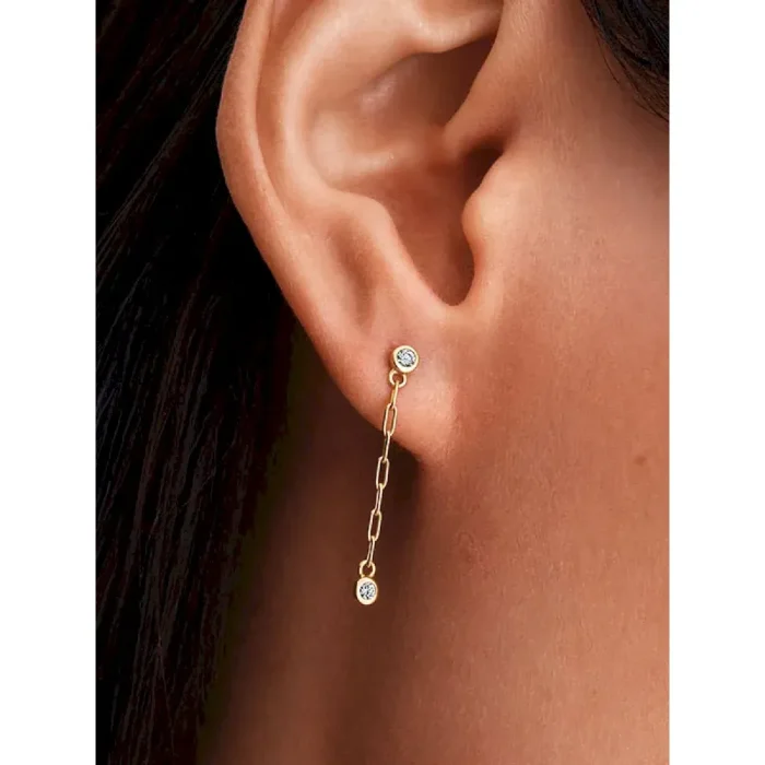 Pandora Era Bezel Lab-Grown Diamond Paperclip Chain Drop Earrings - Image 2