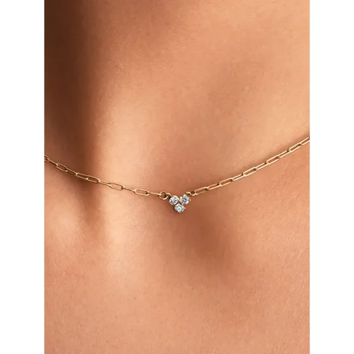 Lab-Grown Diamond Cluster Paperclip Necklace & Bracelet Set - Image 4