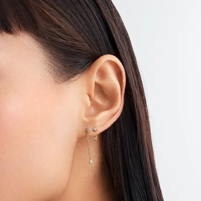 Pandora Era Bezel Lab-Grown Diamond Ear Jacket Stud Earrings - Image 4