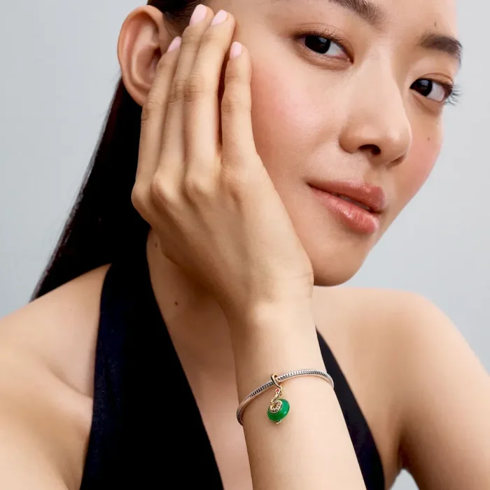 Snake Green Murano Glass Dangle Charm - Image 4