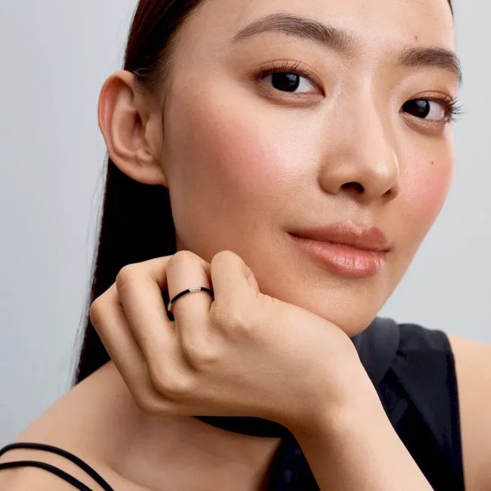 Black Enamel & Stones Ring - Image 3