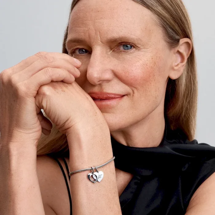 Engravable Double Heart Charm Bracelet Set - Image 16