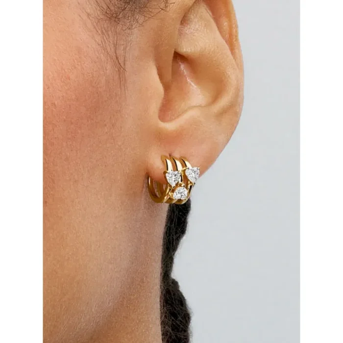 Triple Heart Hoop Earrings - Image 2