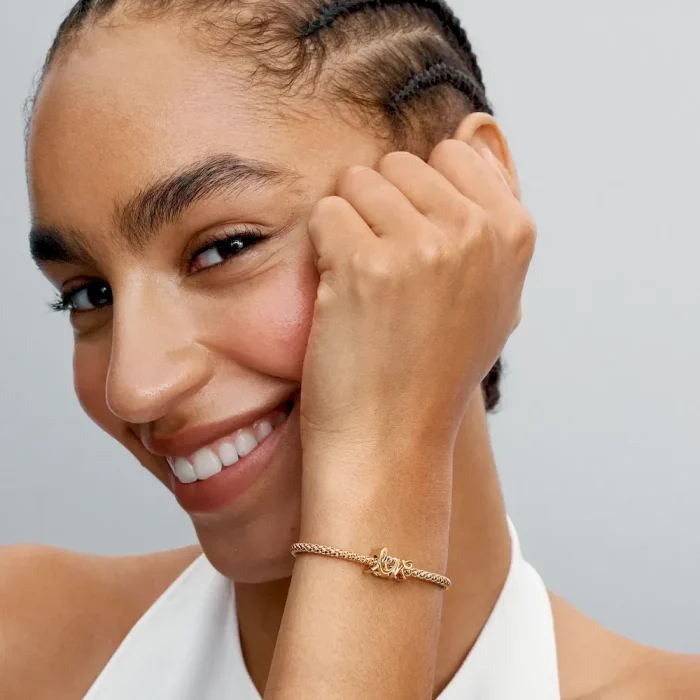 Golden Love Script Charm Bracelet Set - Image 9