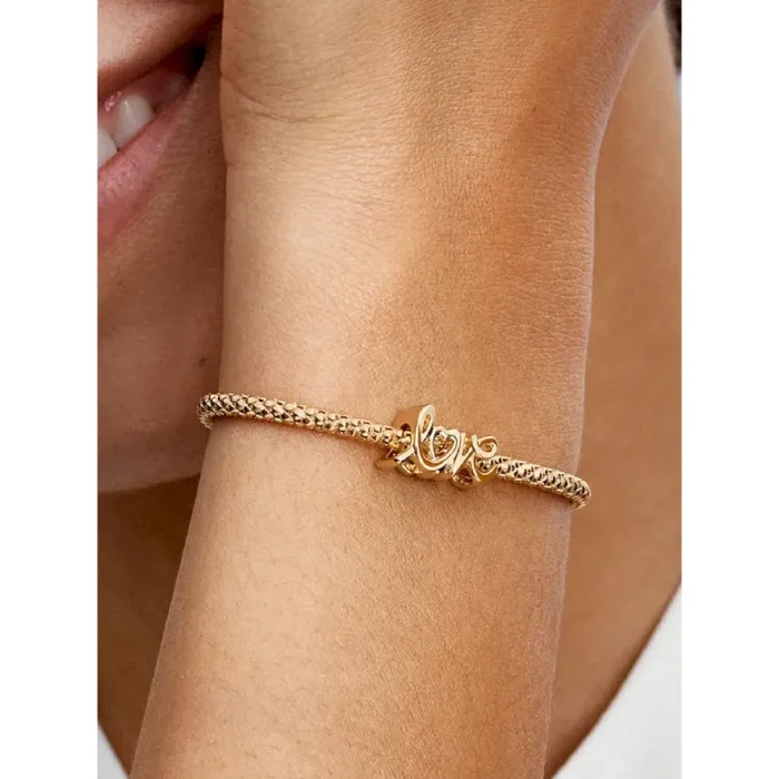 Golden Love Script Charm Bracelet Set - Image 7