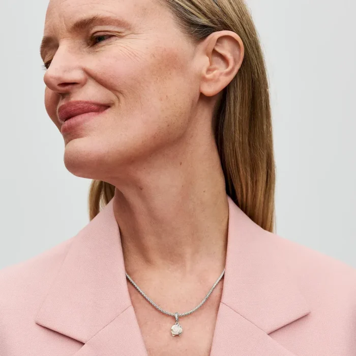 White Rose in Bloom Double Dangle Charm - Image 3