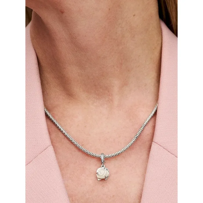 White Rose in Bloom Double Dangle Charm - Image 2