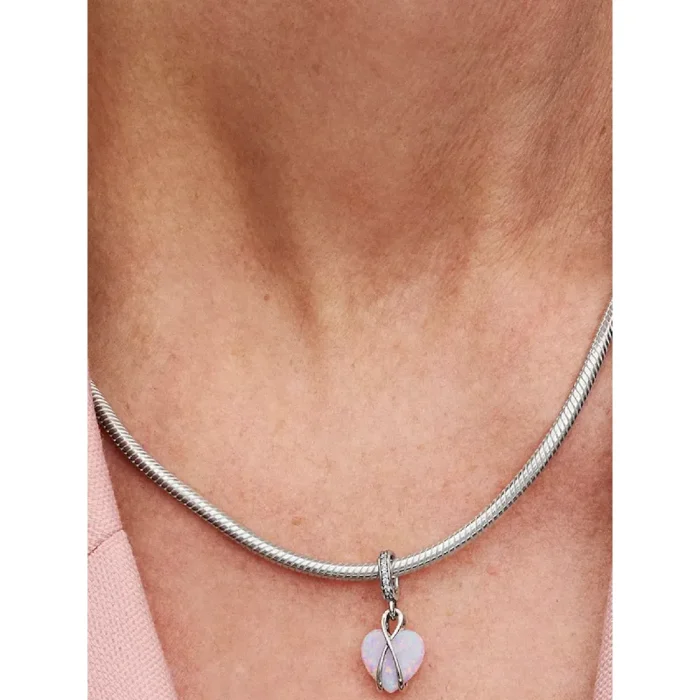 Opalescent Heart Charm Necklace Set - Image 4