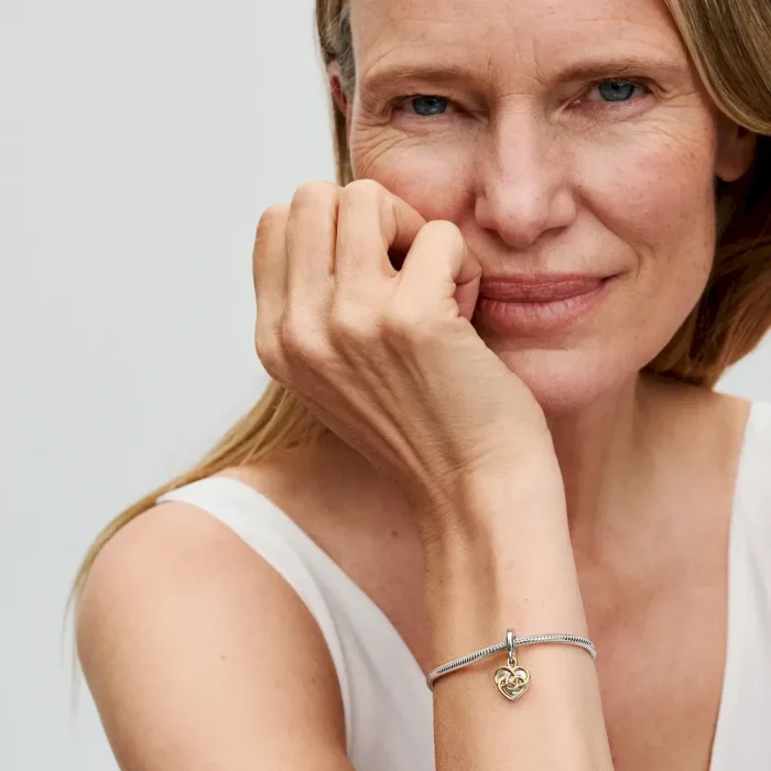 Lab-grown Diamond Engravable Mom Double Dangle Charm - Image 3