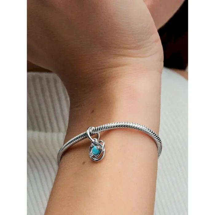 Turquoise Blue Eternity Circle Dangle Charm - Image 2