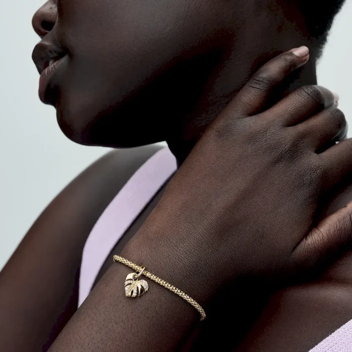 Sparkling Monstera Leaf Dangle Charm - Image 3