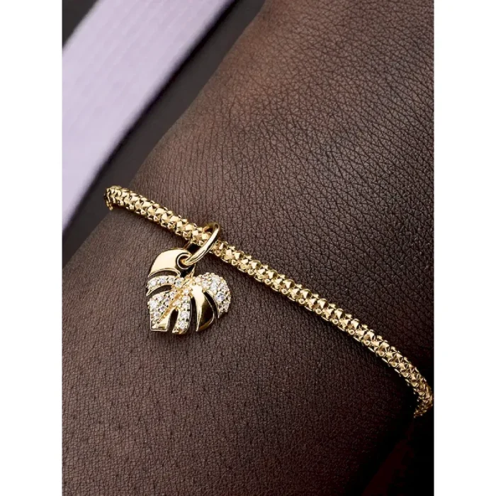 Sparkling Monstera Leaf Dangle Charm - Image 2