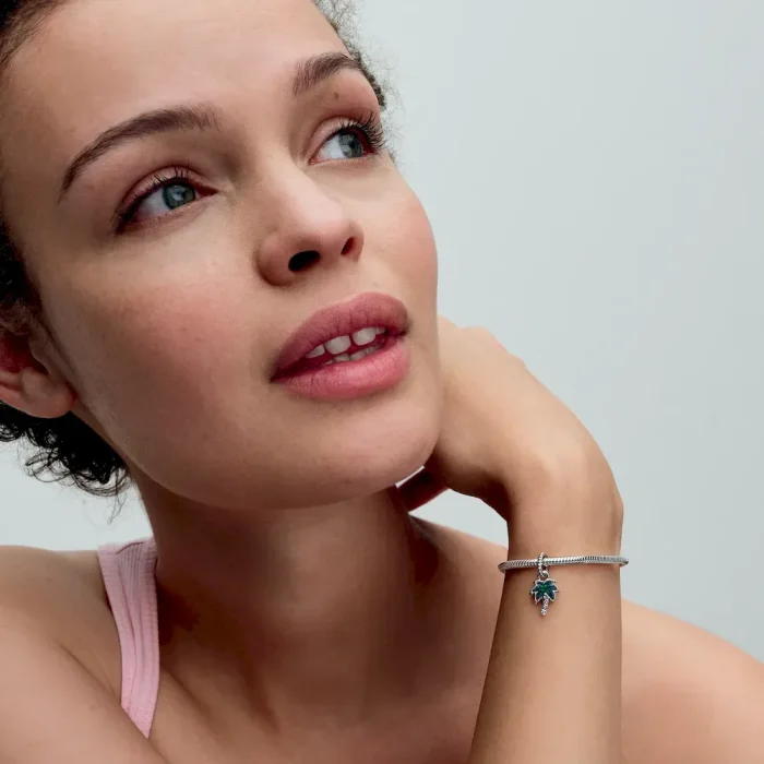 Opalescent Green Palm Tree Dangle Charm - Image 3