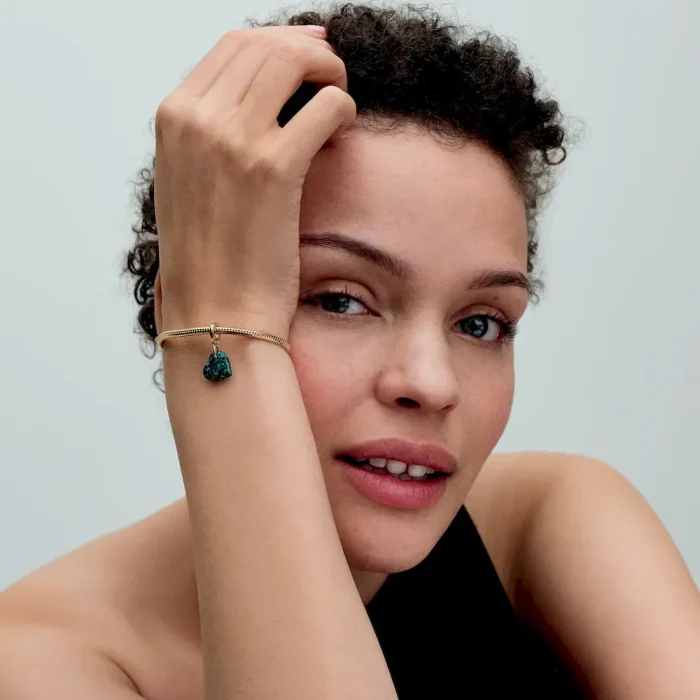 Opalescent Green Heart Dangle Charm - Image 3