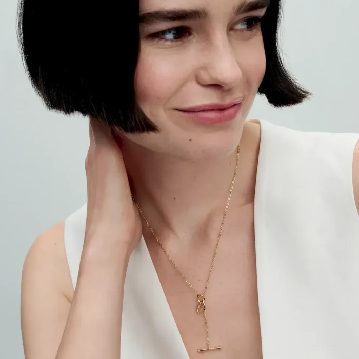 Organically Shaped Circles T-bar Necklace - Image 2