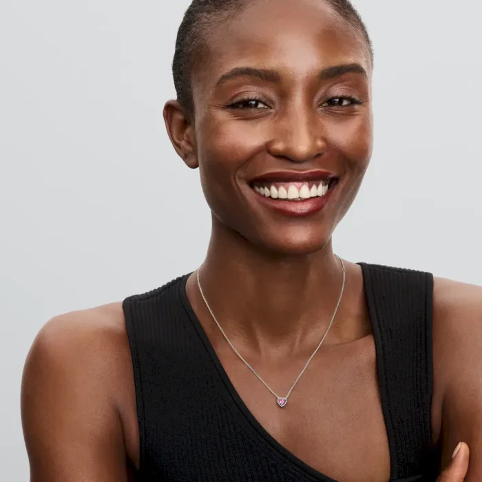 Pink Elevated Heart Necklace - Image 3