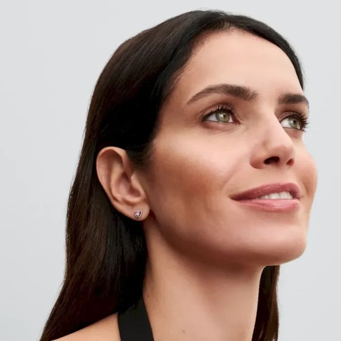 Elevated Pink Heart Stud Earrings - Image 3