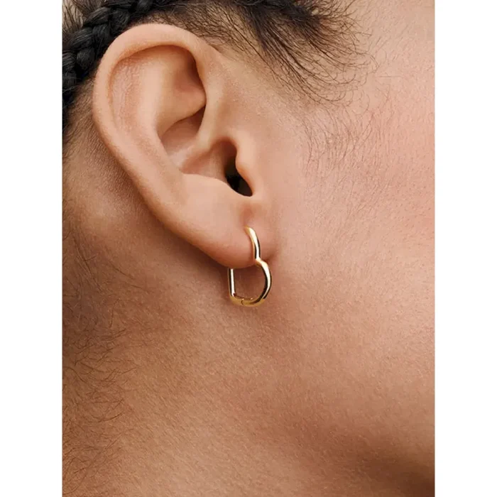 Asymmetrical Heart Hoop Earrings - Image 2