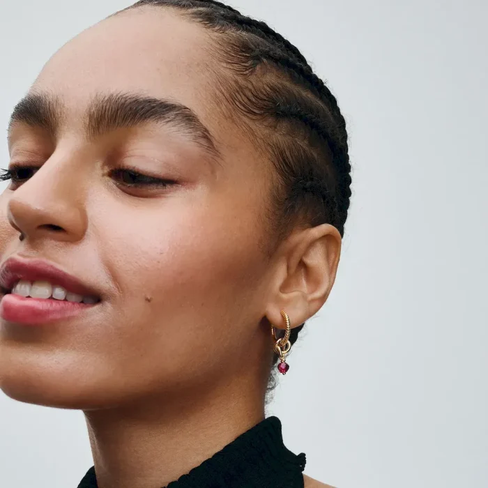 Faceted True Red Eternity Circle Dangle Charm - Image 2