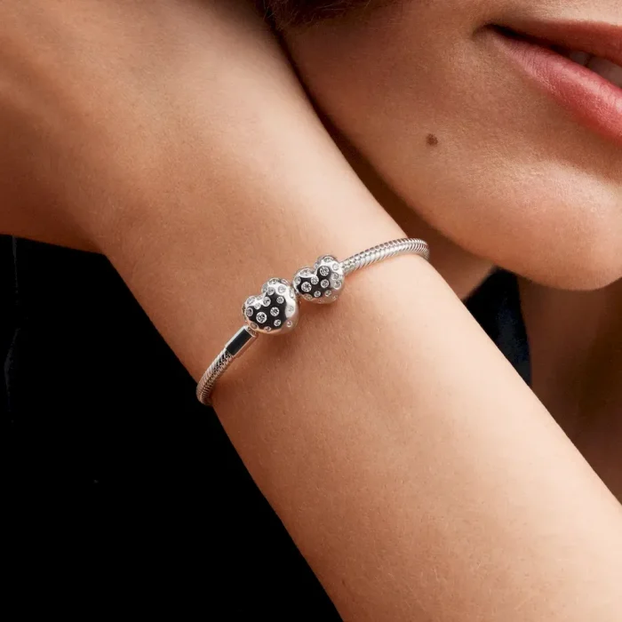 Pandora Sterling Silver Lab-grown Diamond Heart Clasp Snake Chain Bracelet - Image 3